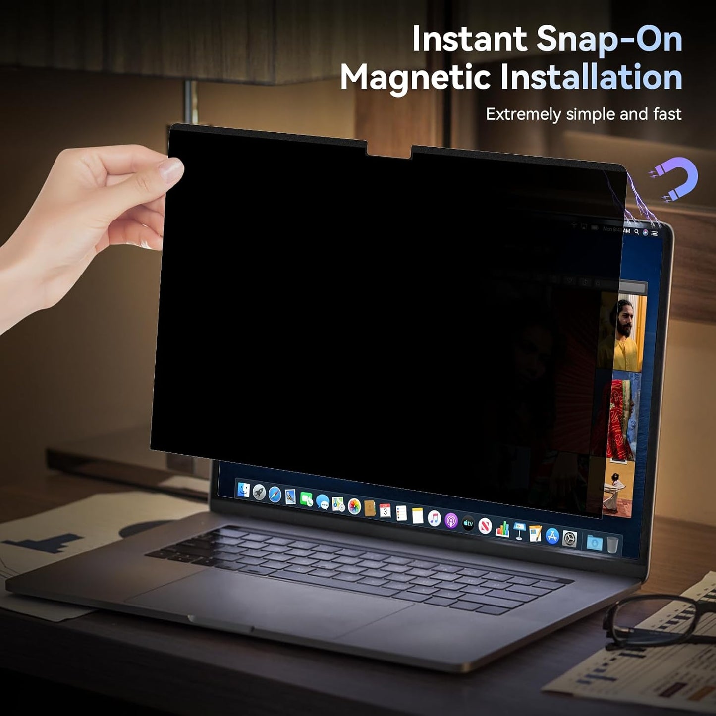 Magnetic Privacy Screen Protector Compatible With MacBook Pro 14 Inch (2021-2024, M1, M2), Removable Anti Spy Blue Light Glare Shield, Laptop Privacy Filter for Mac Pro 14in (A2918/A2992/A2442/A2779)