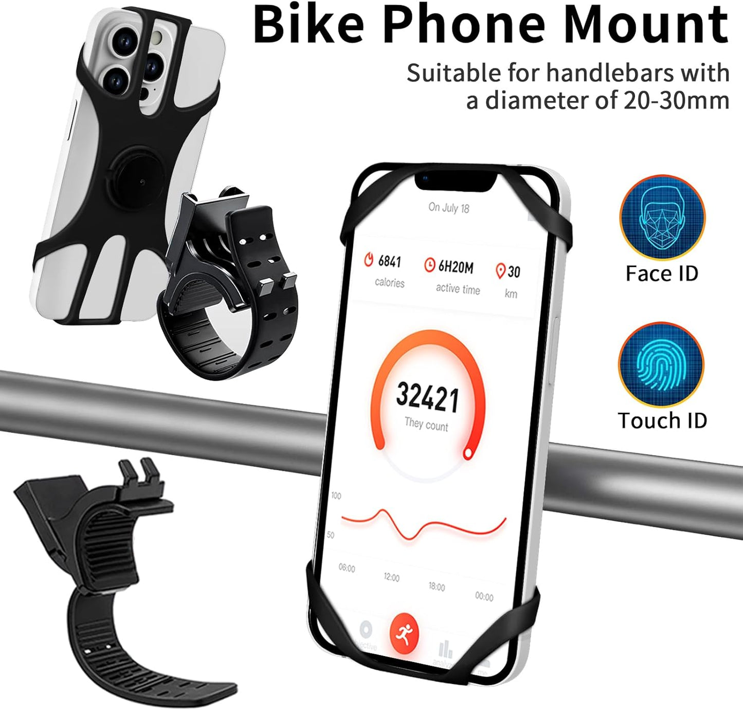 3in1 Running Sports Armband+Wristband+Bicycle Phone Holder,360° Rotation & Detachable Compatible with 4.5-7" Cellphone for iPhone 16/15/Pro/ProMax/14/13/mini/Pro Max/XS/XR"