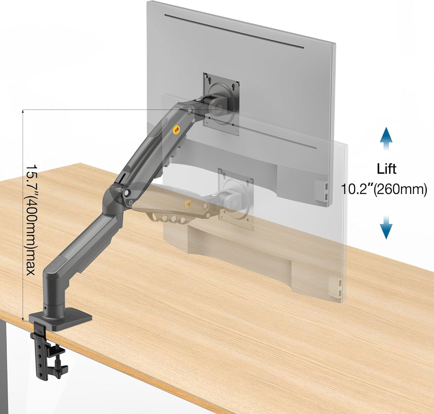 NB North Bayou Monitor Mount,Fits 17-30" or Bigger Computer Monitors(Within 19.8lbs), Adjustable Stand with Tilt Rotation Swivel Function, Desk Mount F80