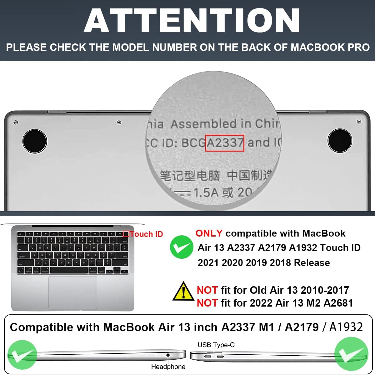 for MacBook Air 13 inch Case 2021 2020 2019 2018 Release M1 A2337 A2179 A1932, Glitter Black Pritned Pattern Hard Case Cover for Mac Air 13 M1 Retina Display with Touch ID, Butterfly Sky