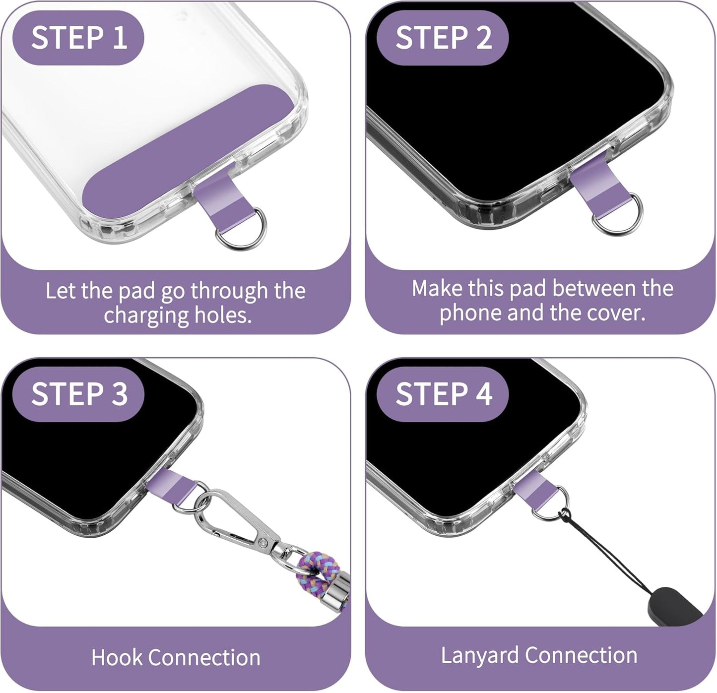 CACOE Cell Phone Lanyard Universal Crossbody Multifuctional Lanyard Compatible with Most Smartphones (Purple Blue, 30"（Neck Strap×1）+8""（Wrist Strap×1）)"