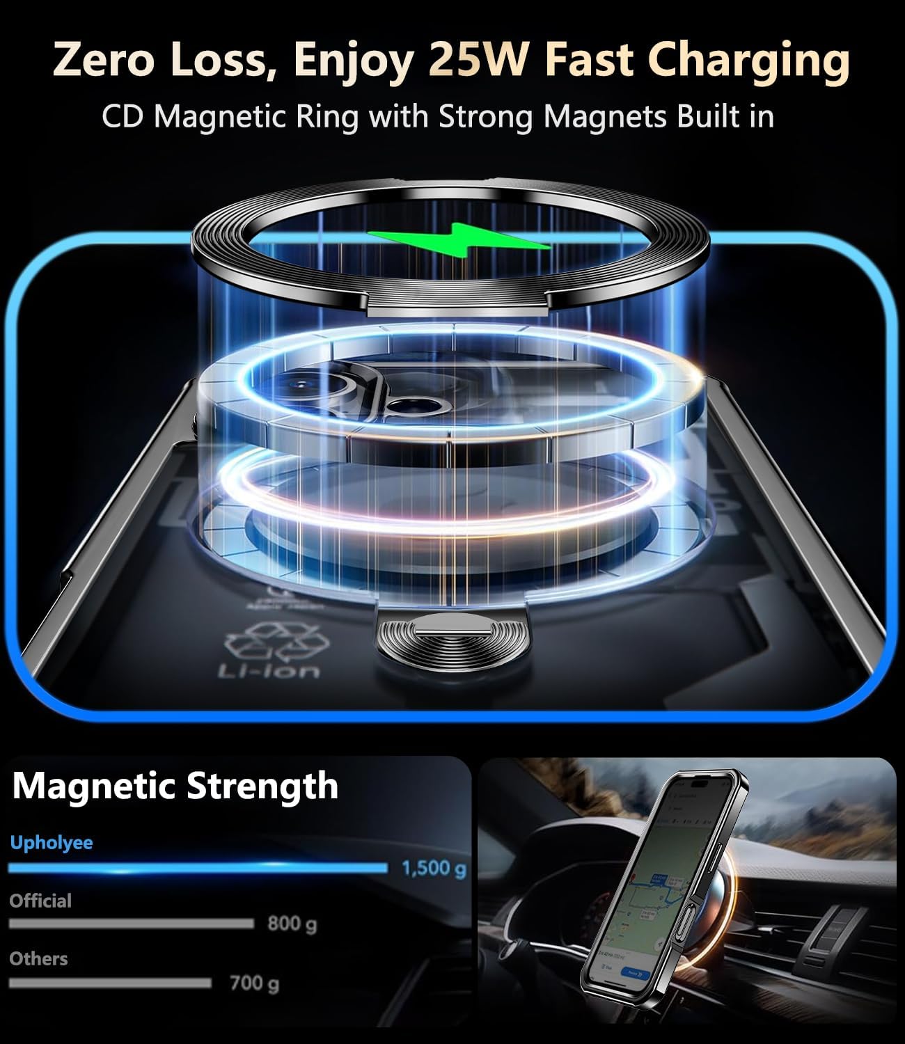 [360° Rotatable CD Stand & Built-in Privacy Screen Magnetic Case for iPhone 16 [Compatible with MagSafe & Full Signal] Mil-Grade Shockproof Full Body Anti-Spy Cover for 16-Black