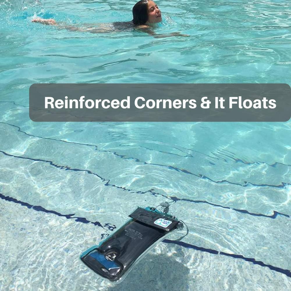 AquaVault 100% Waterproof Floating Smart Phone Case & Money Pouch - Fits All Phones - Made from Premium Heavy Duty PVC for Added Drop Protection - Includes Adjustable Neck Strap. Pink