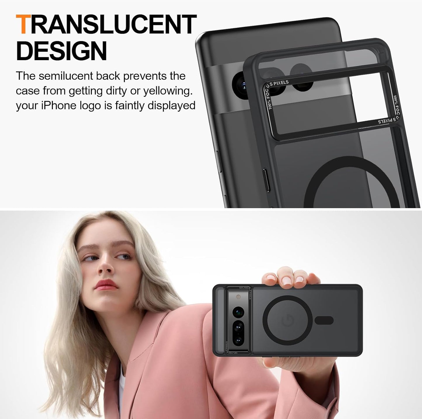 Magnetic for Google Pixel 7 Pro Case, [Military Grade Drop Protection] [Compatible with MagSafe] Shockproof Slim Translucent Matte Anti-Slip for Women Girls Men Case, Black