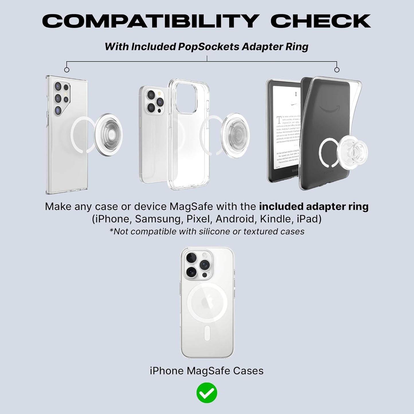 PopSockets Phone Grip for MagSafe with Kickstand, Magnetic Stand, Swappable Top, Secure Hold for iPhone MagSafe Cases, Phone & Tablet Grip - Dusty Rose