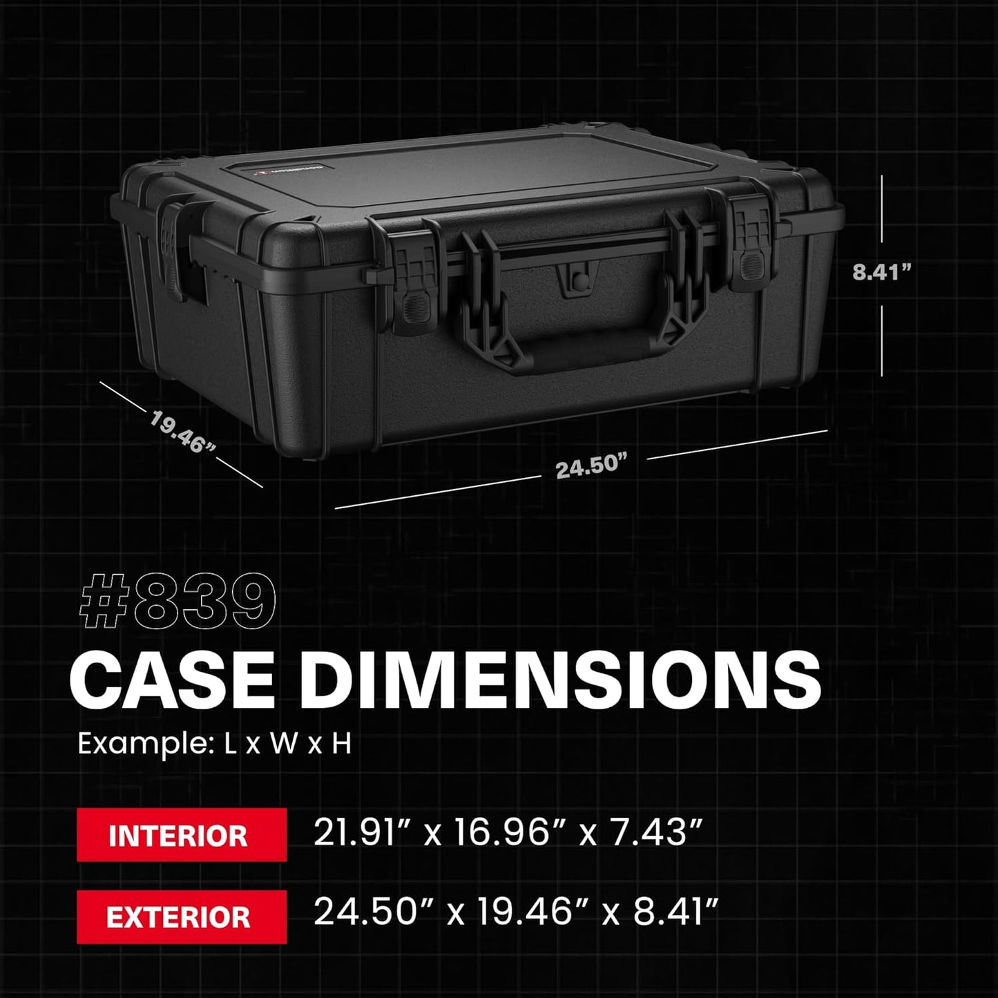 Condition 1 25" Large Waterproof Hard Case Model 839 with Foam, Portable Protective Storage Box for Travel, Hunting, Military, Tactical, Made in USA, 24.50"x 19.46"x8.41" Yellow