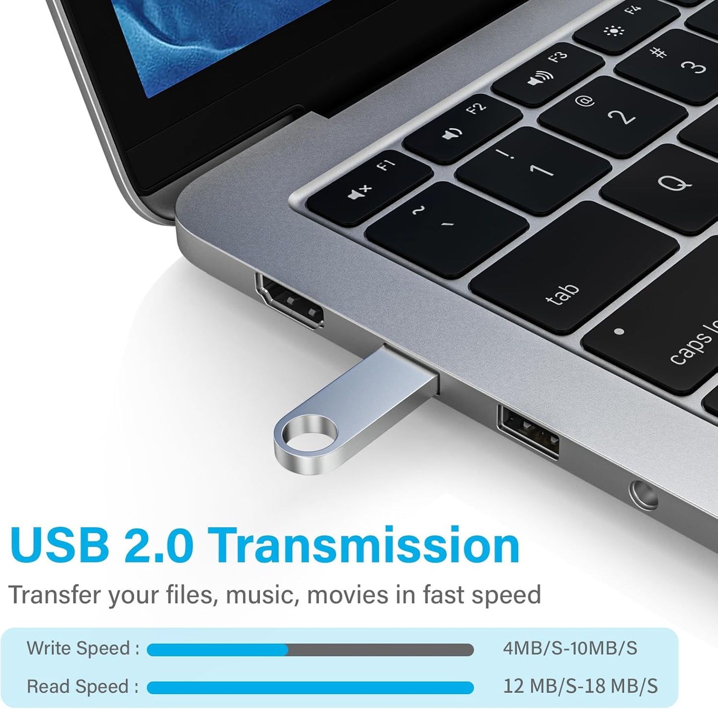 ABLAZE 16GB Flash Drive 2 Pack, Metal USB 2.0 Thumb Drives with Keychains USB Stick Pendrive (Sliver)