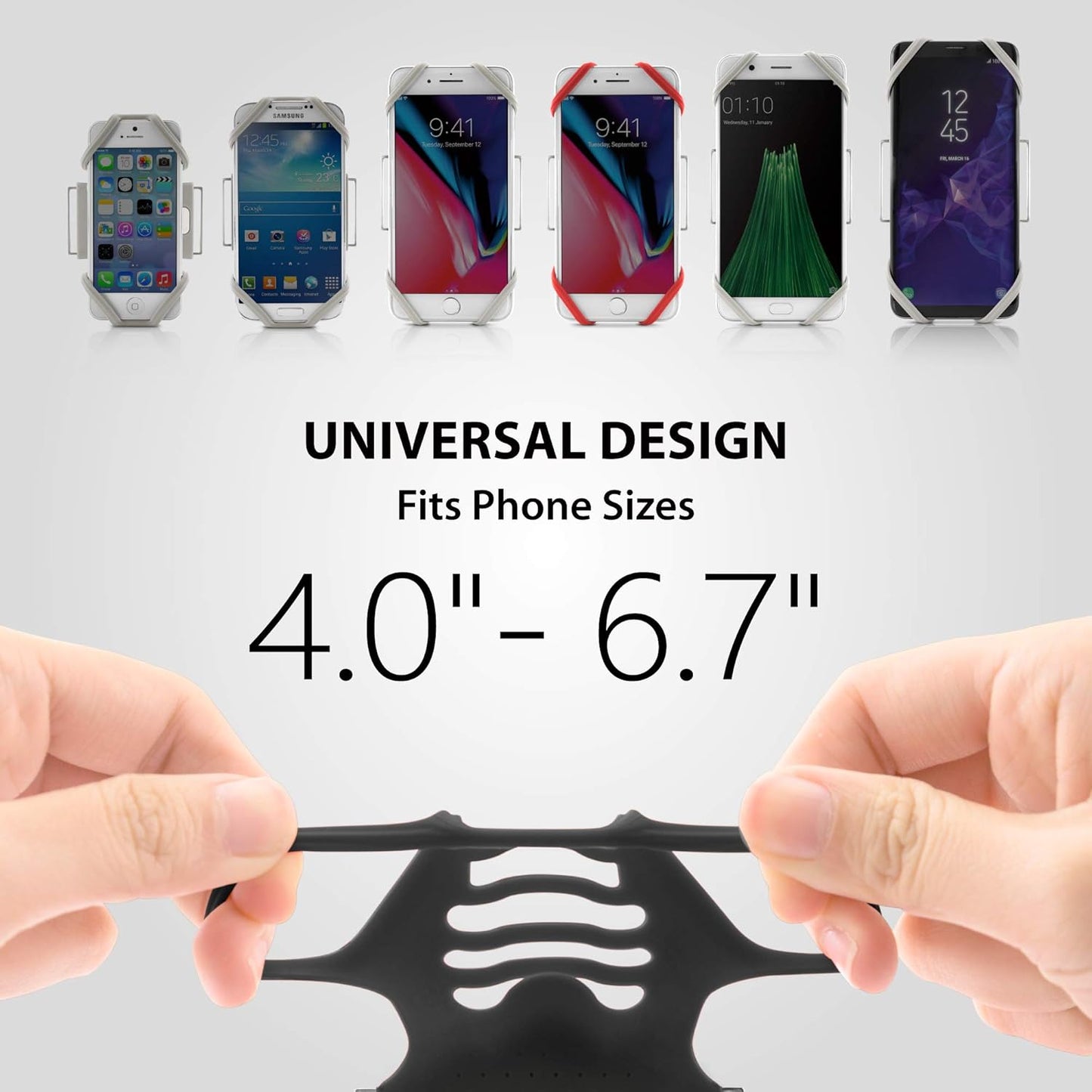 BONE Run Tie, Running Cell Phone Holder, Skin-Friendly & Washable Silicone Sport Armband, Universal Workout Phone Carrier Compatible with Most Smartphone (Gray - Size XL/Arm Size 15.7-21.4")"