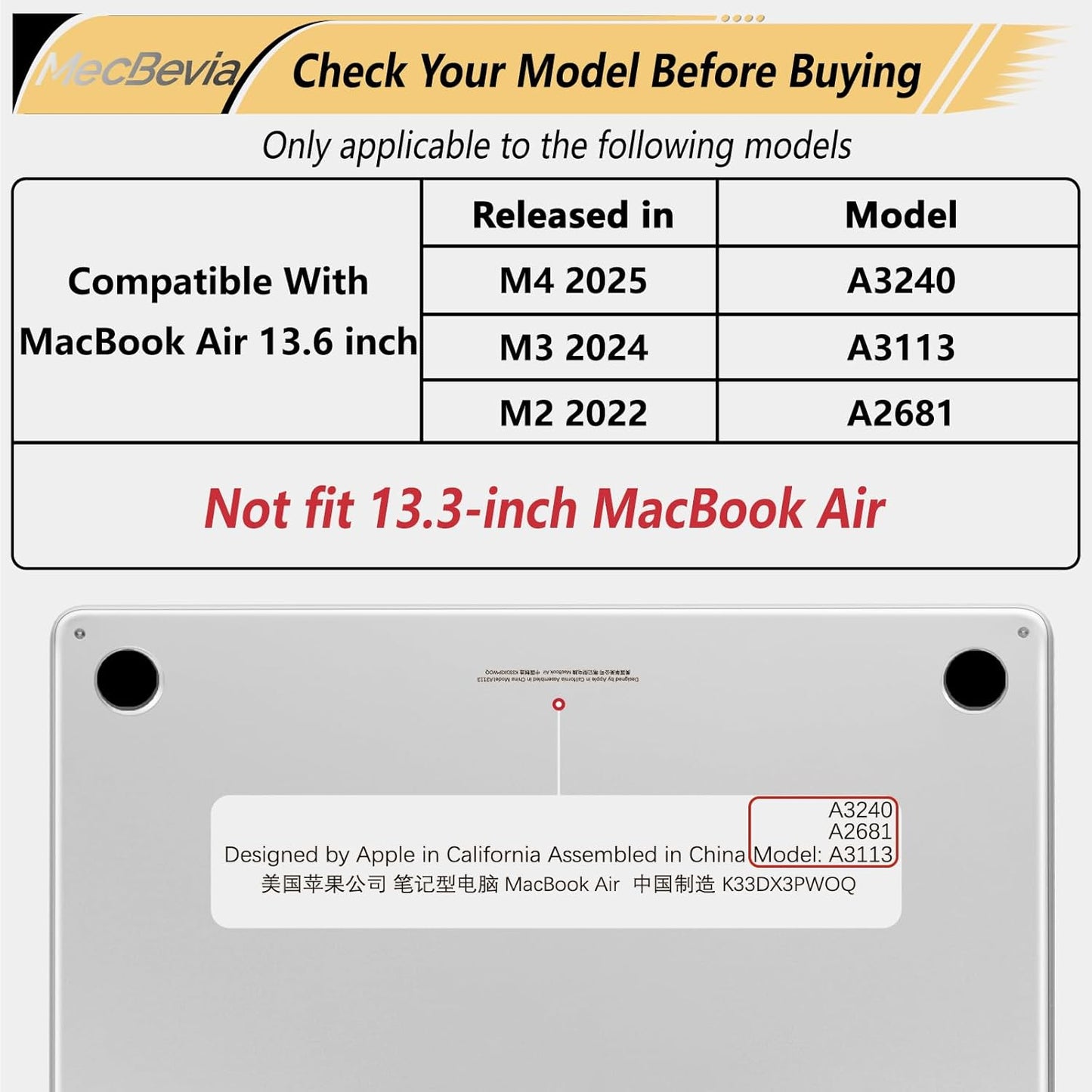 Compatible with MacBook Air 13.6 inch Case, M4 A3240/M3 A3113/M2 A2681 (Released 2025 to 2022), Hard Shell, Keyboard Cover, Screen Protector, Webcam Cover & Type-C Adapter, Golden Lilies