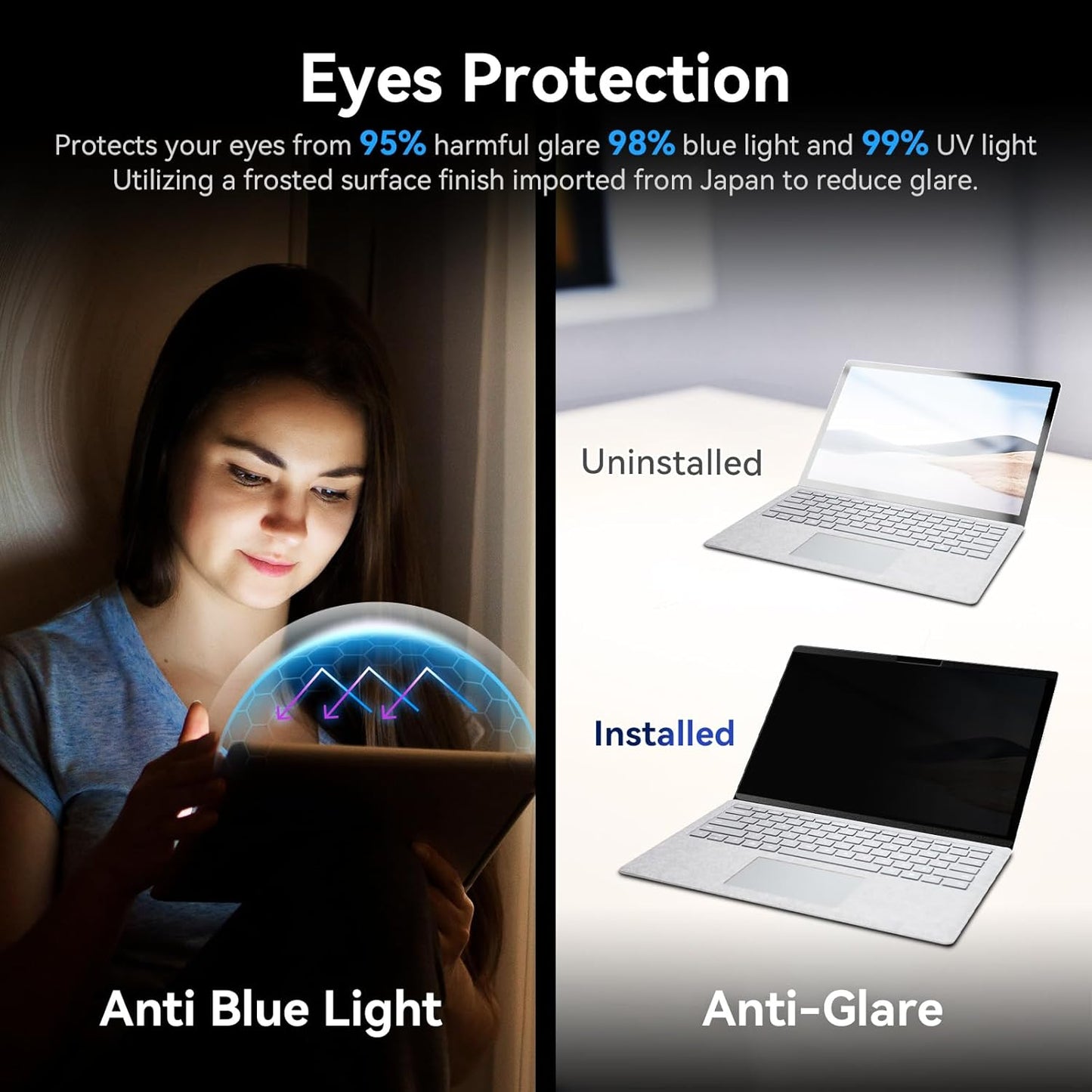 Magnetic Privacy Screen for 14.4 inch Microsoft Surface Laptop Studio 2/1, Removable Anti Glare Blue Light Laptop Privacy Filter, Anti Spy Black Protector Security Private