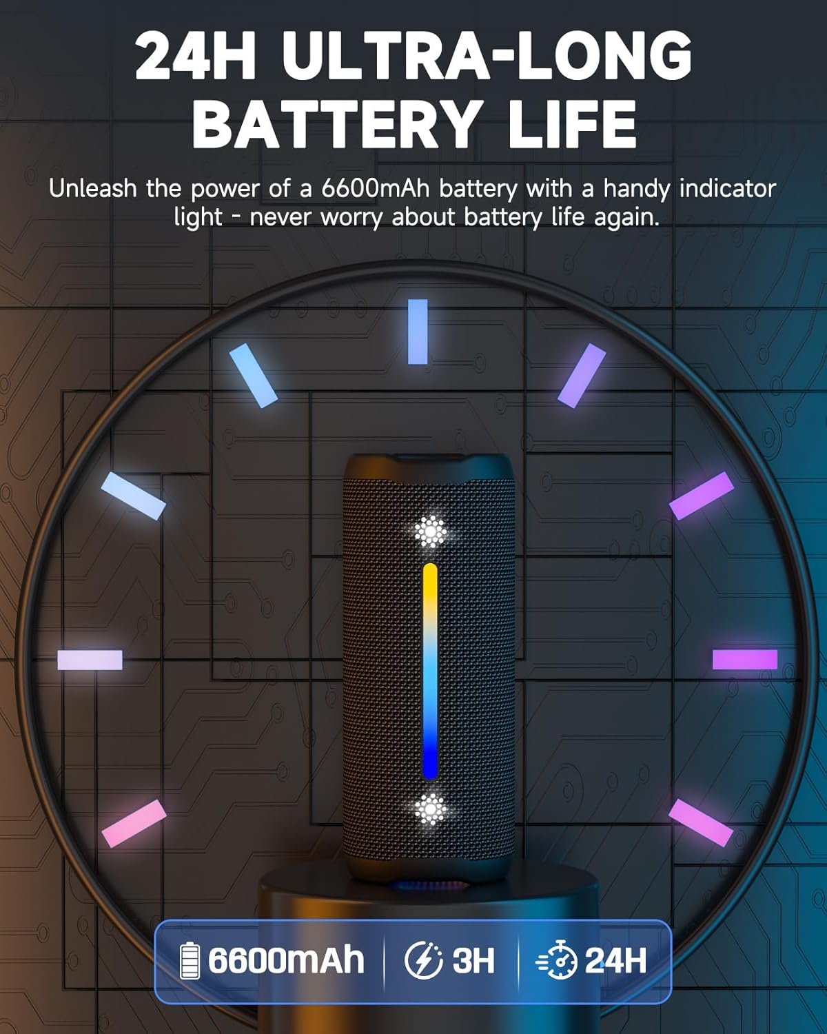Bluetooth Speakers Wireless Loud Stereo Sound IPX7 Waterproof Outdoor Portable 25W Super Bass Speaker for Home Party Beach with 24H Playtime Colorful Lights BT5.3 TWS Pairing Birthday Gift Black