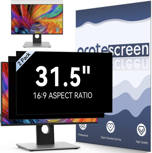 [2-Pack] 31.5 Inch Computer Privacy Screen Filter for 16:9 Widescreen Monitor, Removable Eye Protection Anti Glare Blue Light Filter Privacy Shield, Anti Spy Screen Protector Film 31.5 In