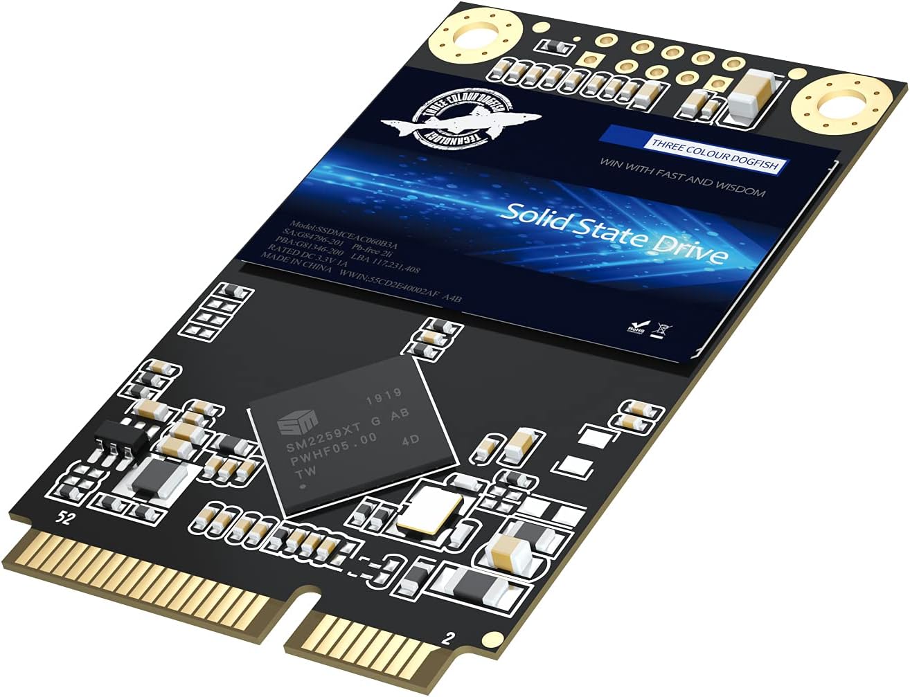 Dogfish mSATA SSD 128GB 3D NAND TLC SATA III 6 Gb/s, mSATA (30x50.9mm) Internal Solid State Drive - Compatible with Desktop PC Laptop - (MSATA 128GB)
