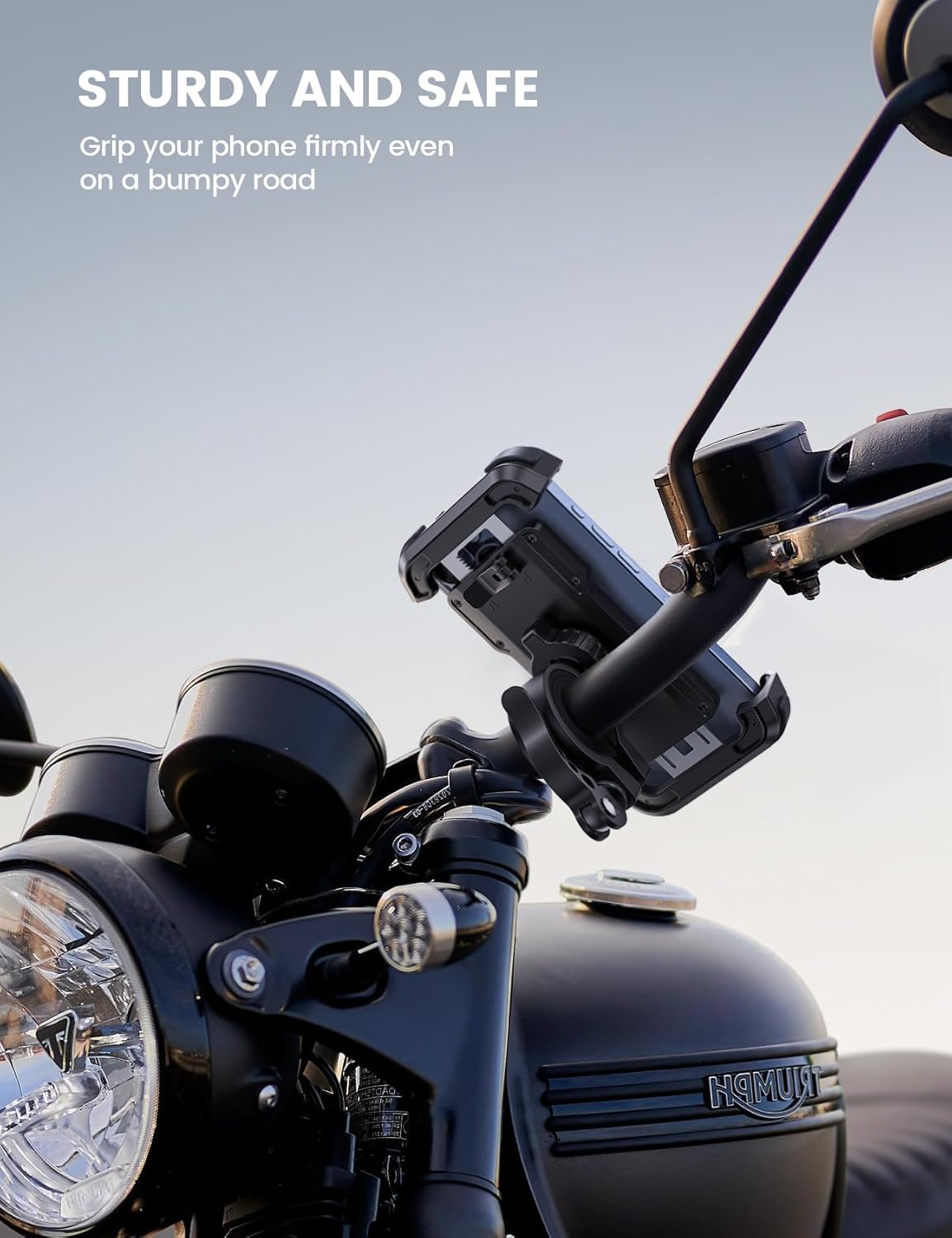Lamicall Bike Phone Mount Holder - Motorcycle Phone Mount, Adjustable Cell Phone Holder, Bicycle Scooter Handlebar Cradle Clip for iPhone 16 Pro Max/Plus, iPhone 15 Plus, iPhone 14 and 4.7-6.8" Phone"
