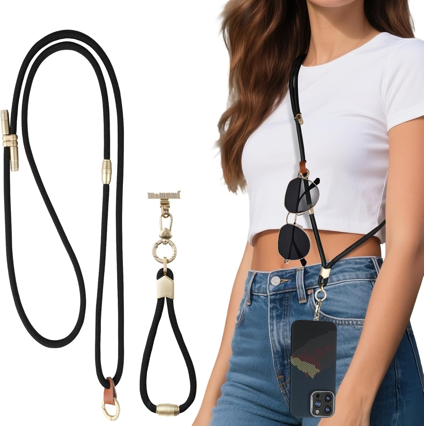 memumi 3 in 1 Universal Adjustable Phone Lanyard, Crossbody Neck Wrist Strap for All Smartphones, Anti-Theft Secure Lanyard