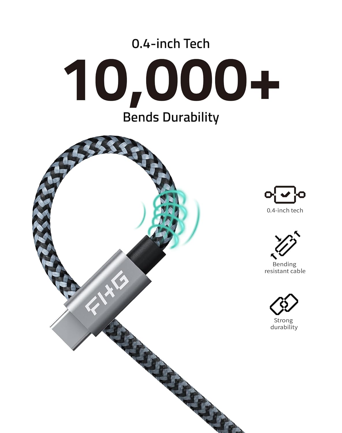 FHG USB C to USB C Cable 3.3FT 2Pack, PD 60W/3A USB C to USB C Fast Charging Cable from 20% to 90% in 30mins, 5Gbps USBC Data Cable, Nylon Braided Compatible for Samsung Galaxy S23/iPhone 15