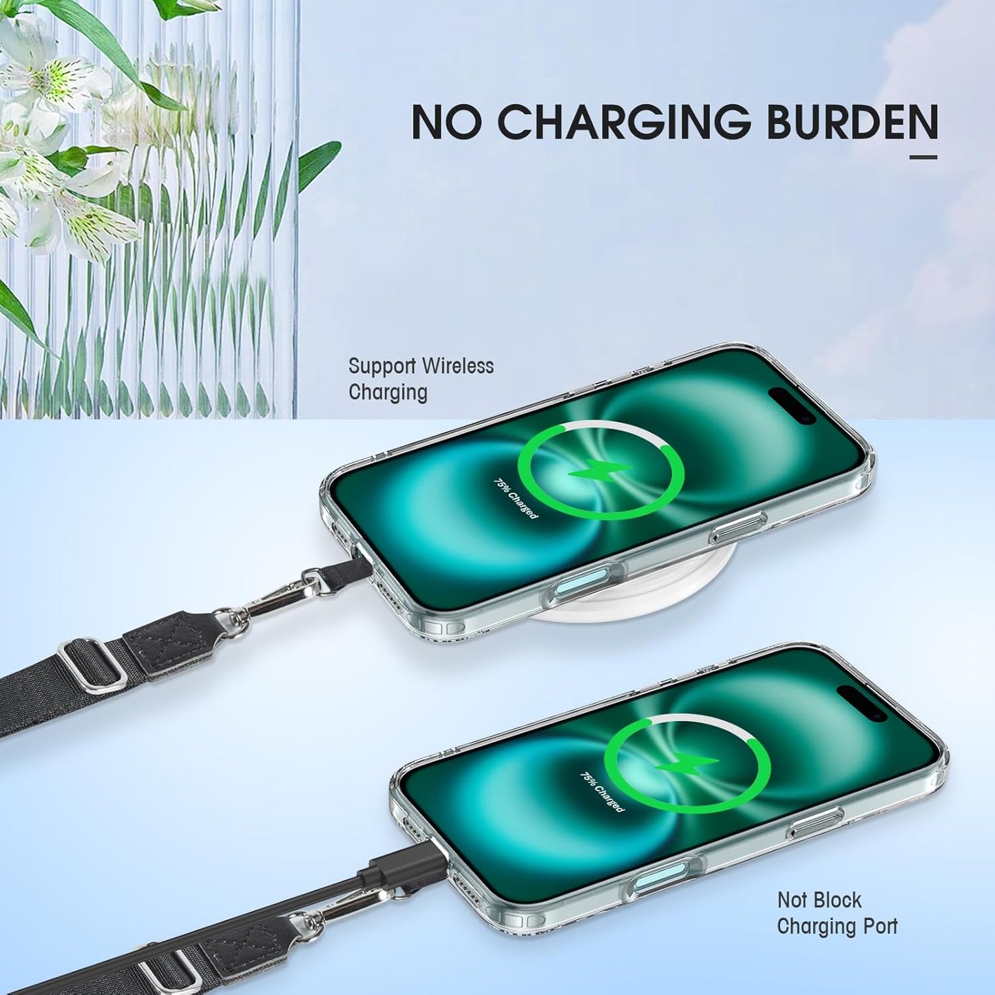 Phone Lanyard 2 Pack, Adjustable Cell Phone Multifuctional Patch Lanyards,Compatible with Most Smartphones and Wallets Keys ID Badges Travel Essentials(Black+Gray) (Lanyard Letter Sign P)