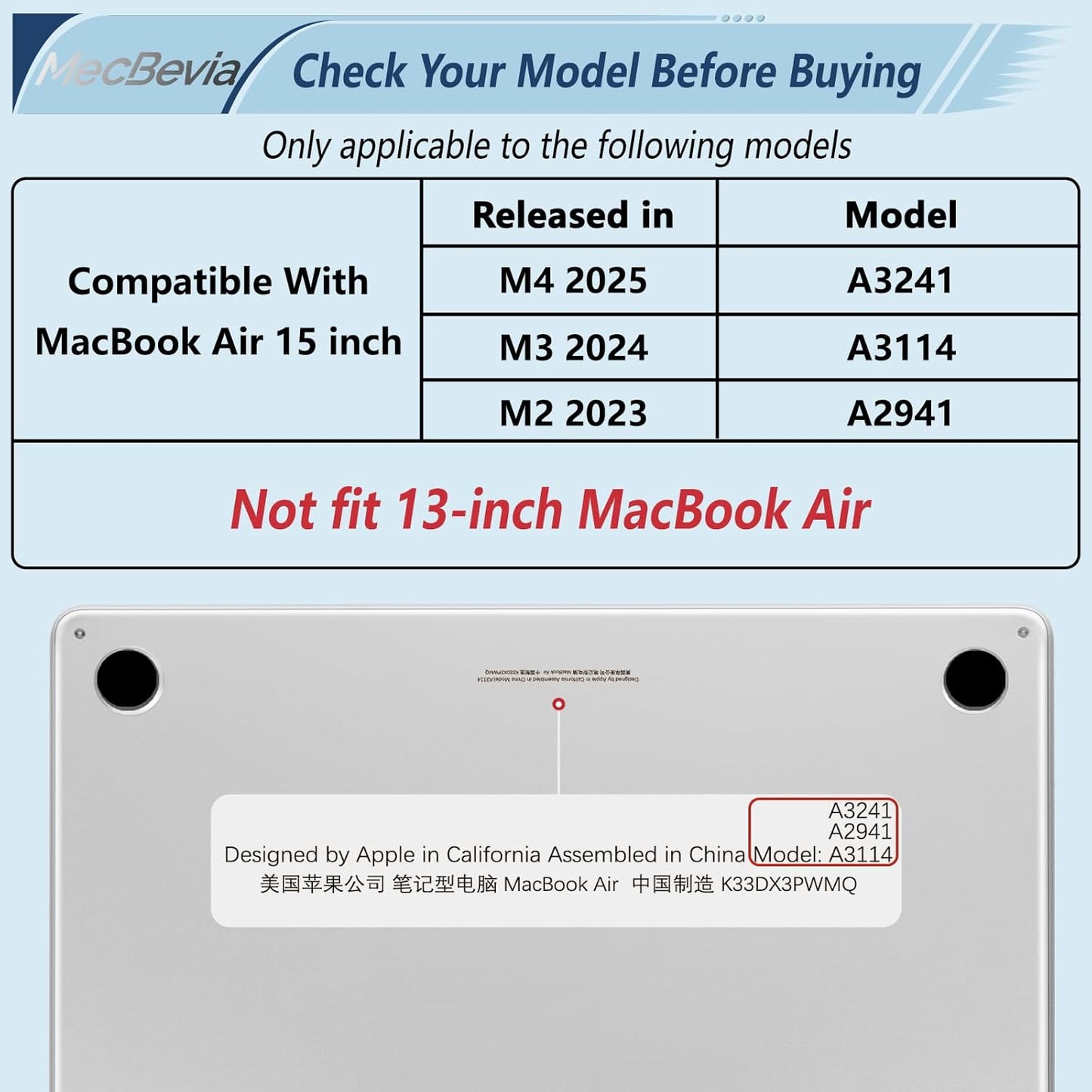 Compatible with MacBook Air 15 inch Case, M4 A3241/M3 A3114/M2 A2941 (Released 2025 to 2023), Hard Shell, Keyboard Cover, Screen Protector, Webcam Cover & Type-C Adapter, Butterfly Flowers