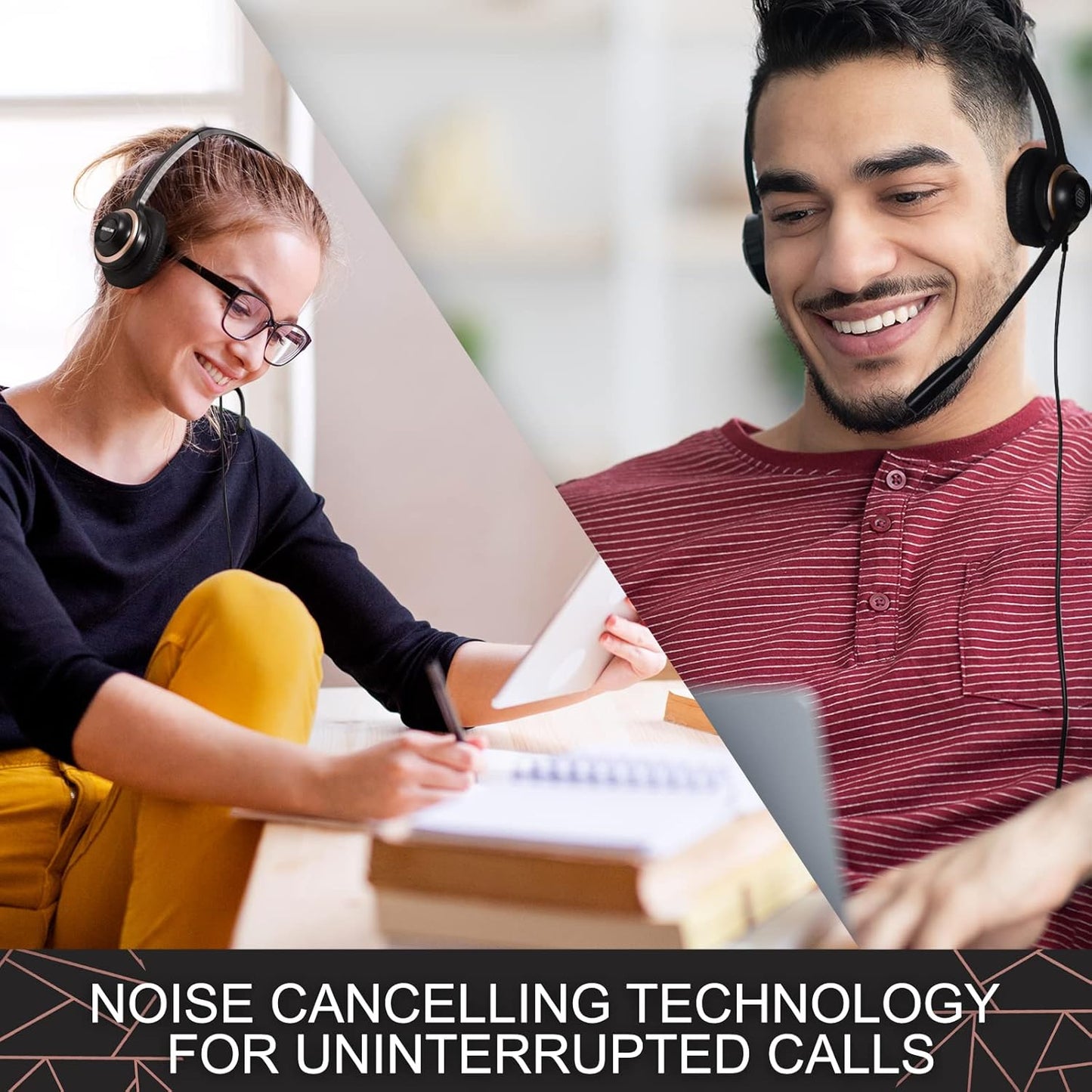 Headset with Microphone - Noise Canceling Computer Headset for Office, Meetings, Chat- Comfortable Over-Ear PC Headphones with Rotating Mic- 3.5 Jack for Universal Connectivity (1 Pack)