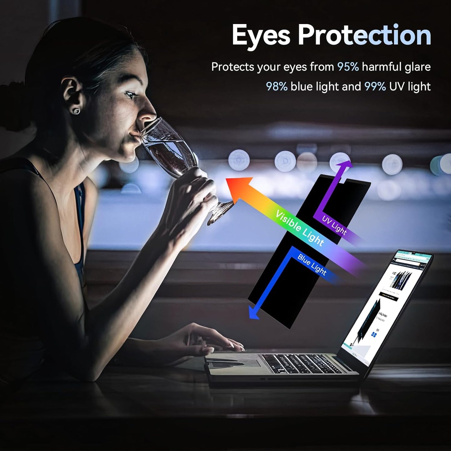 Magnetic Privacy Screen Protector Compatible with MacBook Pro 16 Inch (2021-2024, M1, M2), Removable Anti Spy Blue Light Glare Shield Laptop Privacy Filter for Apple Mac Pro 16.2 in(A2991/A2485/A2780)