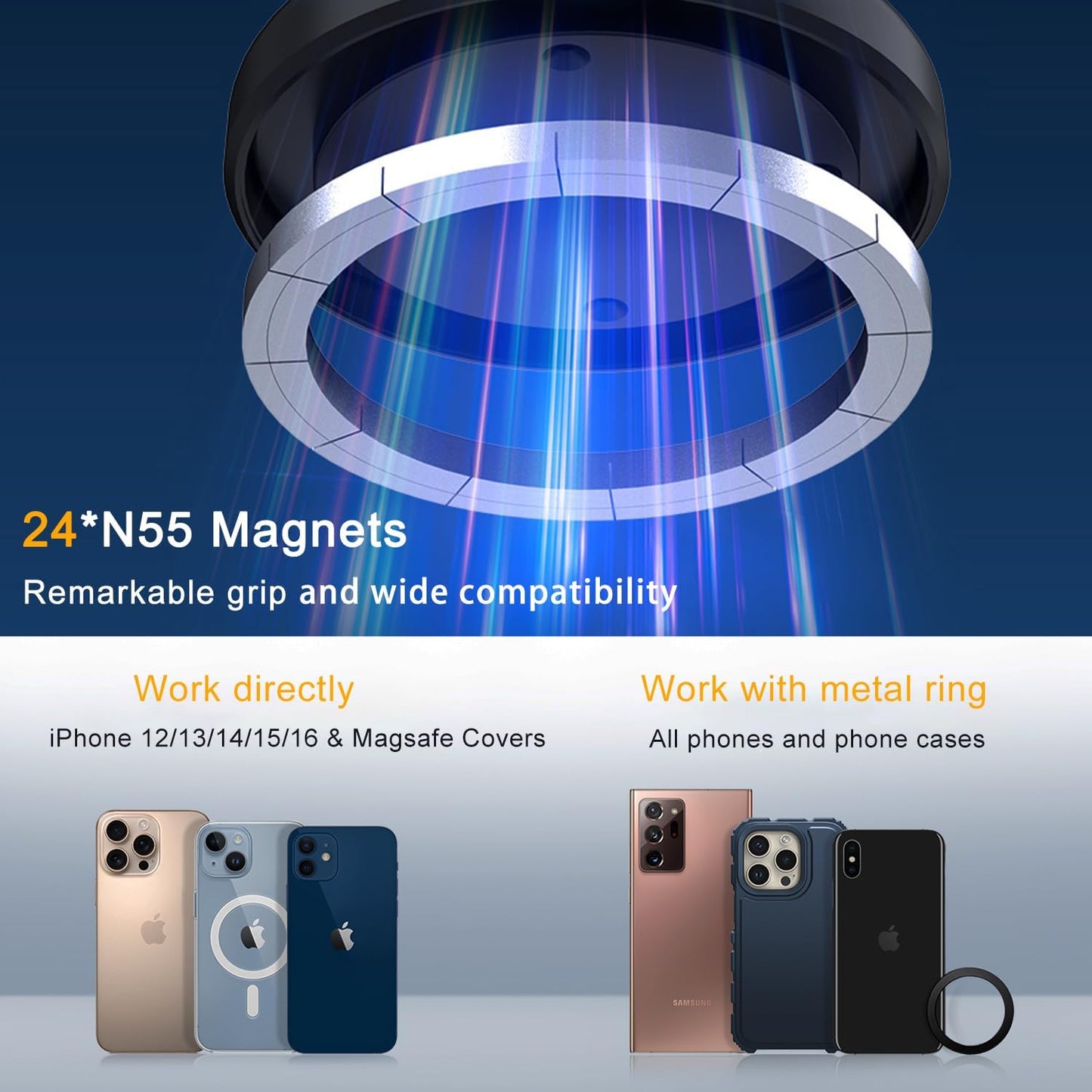 for MagSafe Car Mount Charger, 15W Fast Wireless Charger Suction Car Phone Holder, 360 Adjustable Vacuum Magnetic Phone Holder for Car Screen/Gym/Mirror, for iPhone 16 15 14 13 12 Pro Max