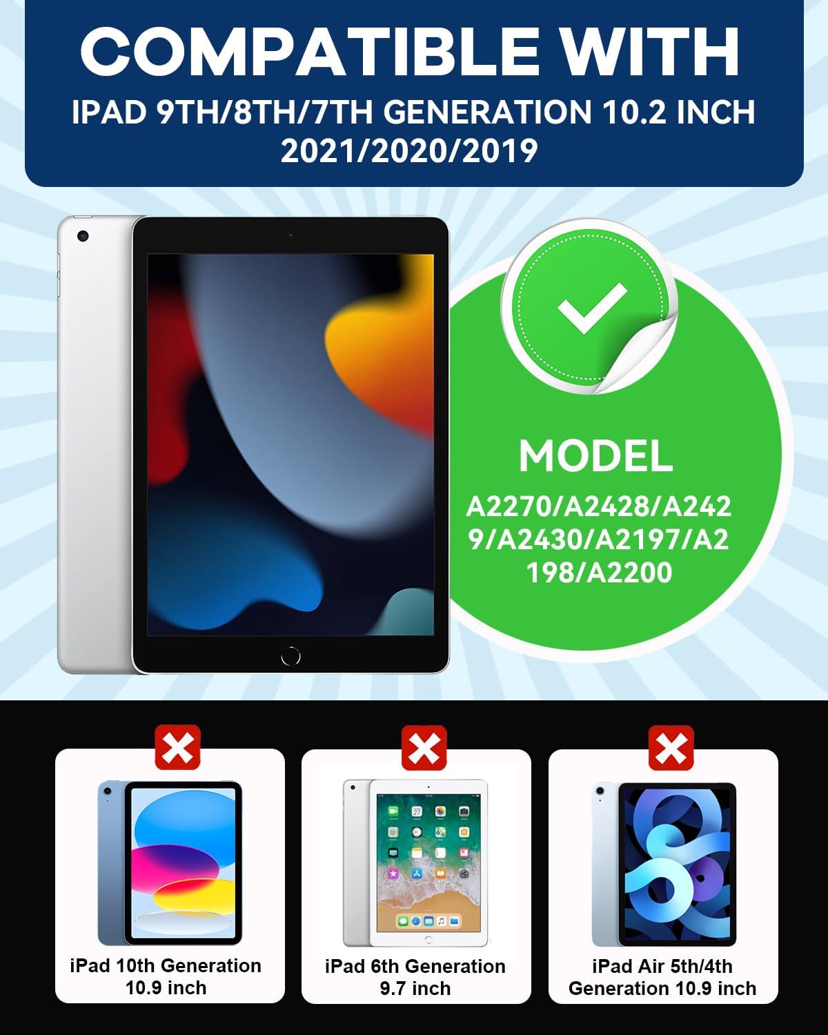 Cantis Case for iPad 9th/8th/7th Generation with Screen Protector, iPad 10.2 Case 2021/2020/2019 with 360 Degree Rotating Stand/Shoulder Strap/Pencil Holder, Black