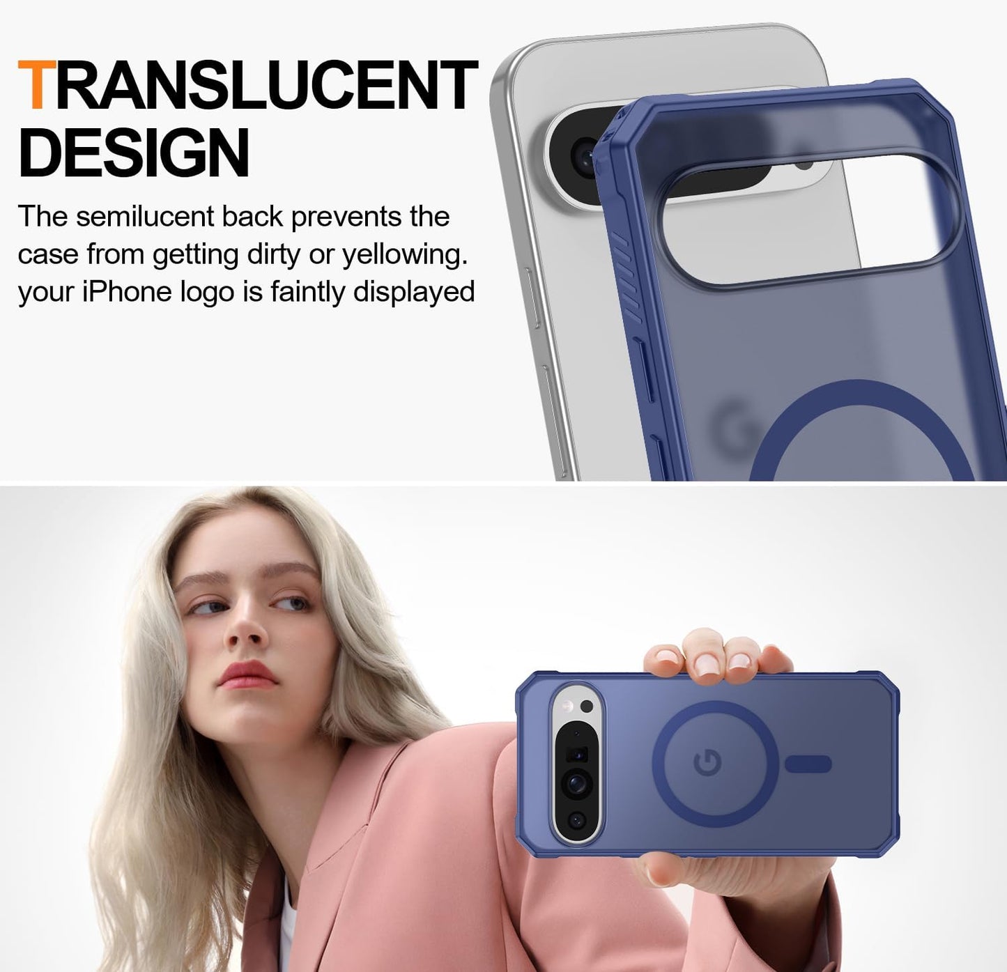 Magnetic for Google Pixel 9/Pixel 9 Pro Case, [Military Grade Drop Protection] [Compatible with MagSafe] Shockproof Slim Translucent Matte Anti-Slip for Women Girls Men Case, Matte Blue