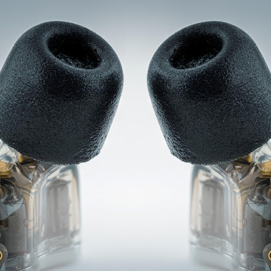 Comply 100 Core Series | Memory Foam Replacement IEM Ear Tips for Etymotic, Westone, Klipsch & More | Superior Noise Isolation, Ultimate Comfort, Secure Fit | TechDefender, Black, Large (3 Pairs)