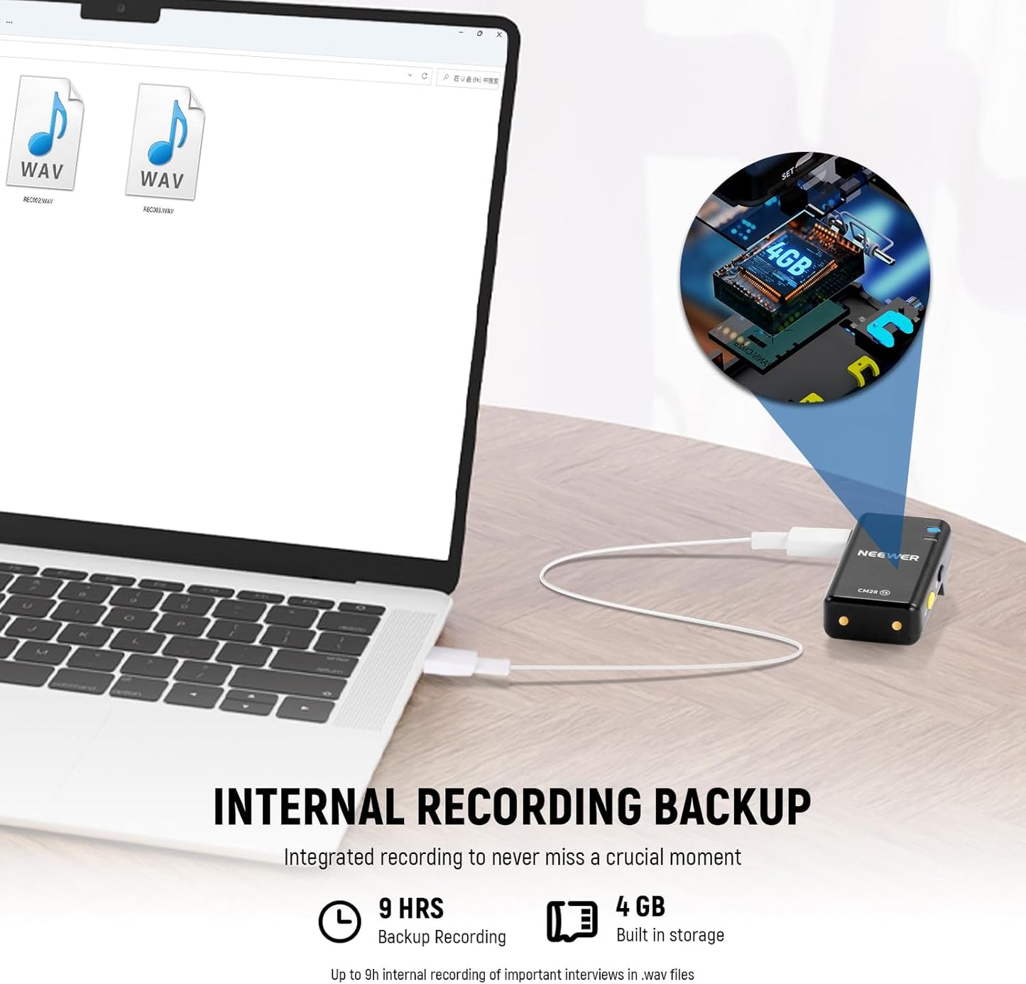 NEEWER CM28 Wireless Lavalier Microphone System with Charging Case, 2 Mic Clips, 1 Click Noise Canceling, 4GB Storage, 9H Playtime, Lavalier Lapel Mic Compatible with iPhone/Android/PC/Camera/iPad