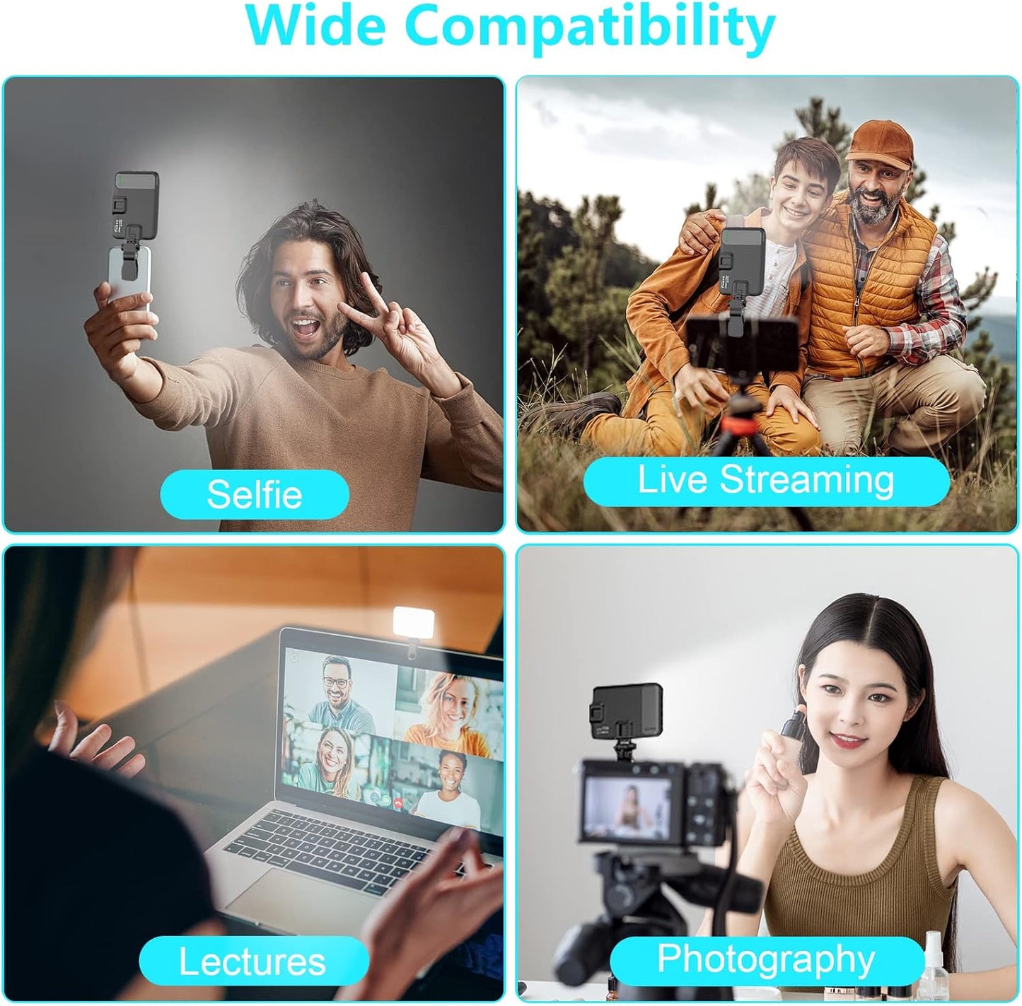 Hagibis RGB Video Light, 360° Full Color Selfie Light LED Camera Light with 3 Cold Shoe Mounts/CRI 97+/20 Scene Modes/2200mAh Rechargeable Portable Phone Light Photography Selfie Lighting