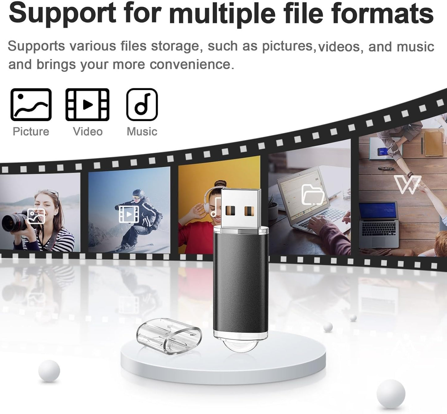 TOPESEL 10 Pack 8GB USB 2.0 Flash Drive Memory Stick Thumb Drives (5 Mixed Colors: Black Blue Green Red Silver)