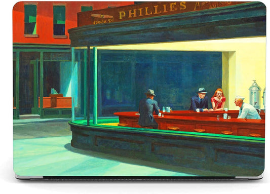 Berkin Arts Compatible with MacBook Pro 13 inch Cover, 2022-2016 Release A1706/A1989/A2159 with Keyboard Cover & Screen Protector American Scene Painting (Nighthawks by Hopper)