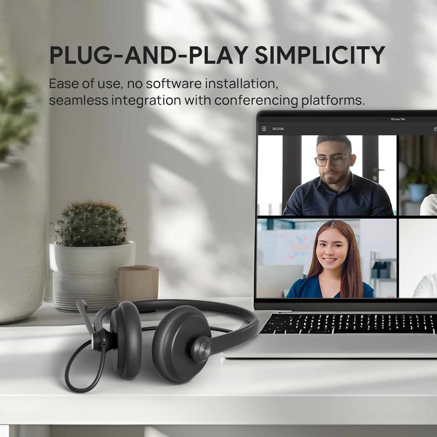 Yealink UH34 Wired Headset, Single Ear USB Headset with Noise Cancelling Mic, Teams Certified, Mono Headset for PC Laptop VoIP Phone, All Day Comfort Design, Mute Button, Busylight