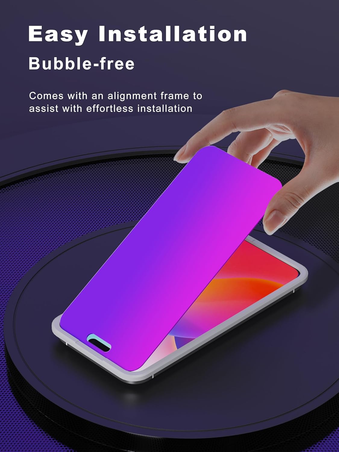 Compatible for iPhone 16/iPhone 15 Privacy Screen Protector 6.1 Inch, Purple Gradient Anti Spy Anti Blue Light HD Screen Protector Tempered Glass Easy Installation