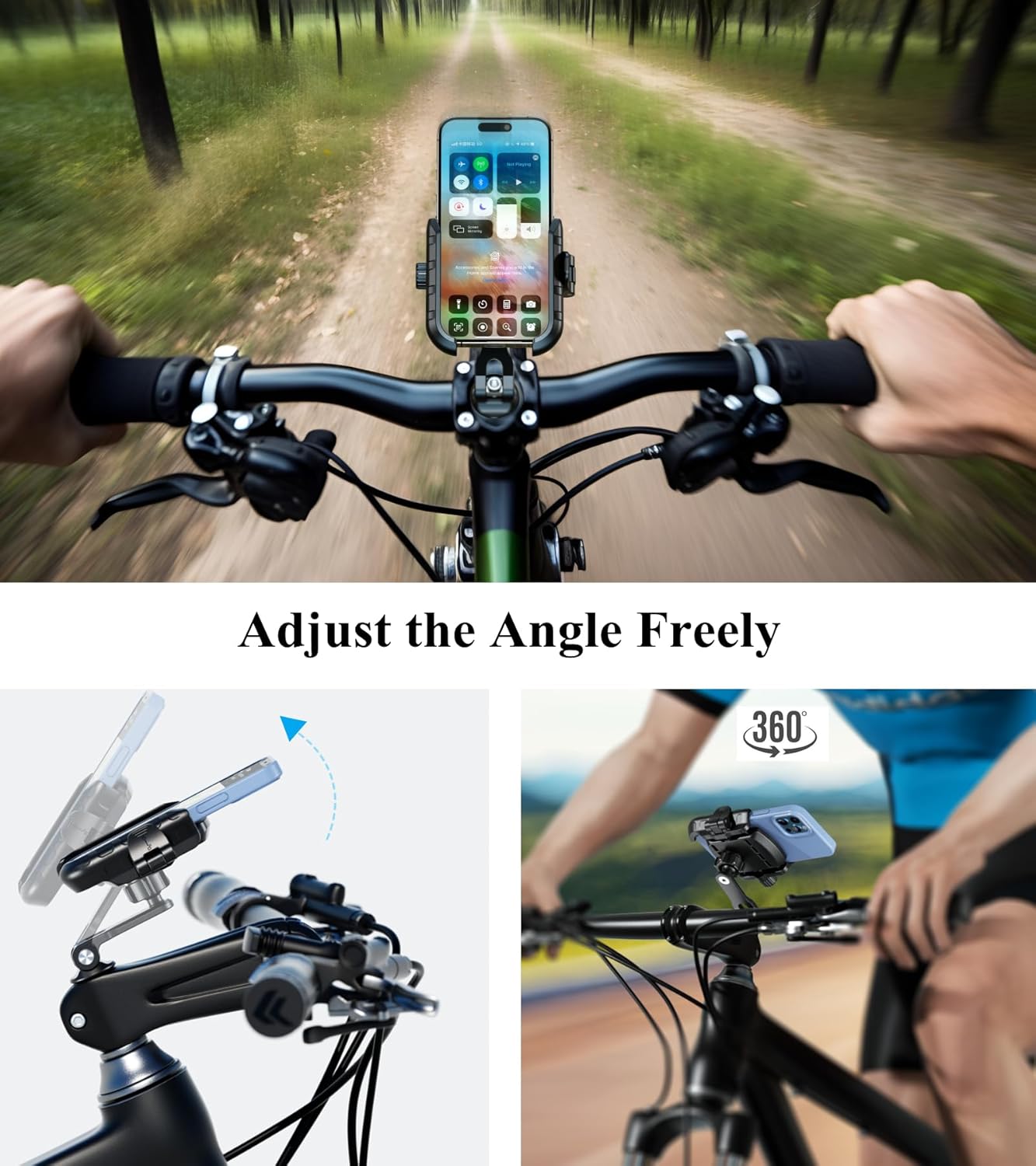 BRCOVAN Bike Fork Stem Phone Mount Holder [Camera Friendly] [1s Lock & Release] Adjustable Bicycle Headset Top Cap Cellphone Cradle with Solid Aluminum Mounting Base Fit 5.4'' - 7.2" Smartphones"
