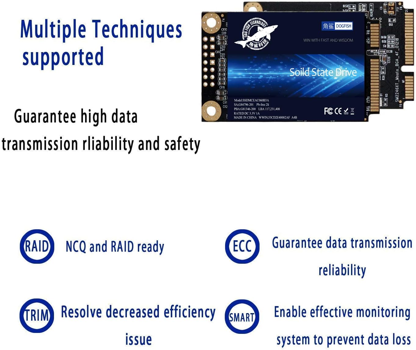 SSD mSATA 120GB Dogfish Internal Solid State Drive High Performance Hard Drive for Desktop Laptop SATA III 6Gb/s (120GB MSATA)