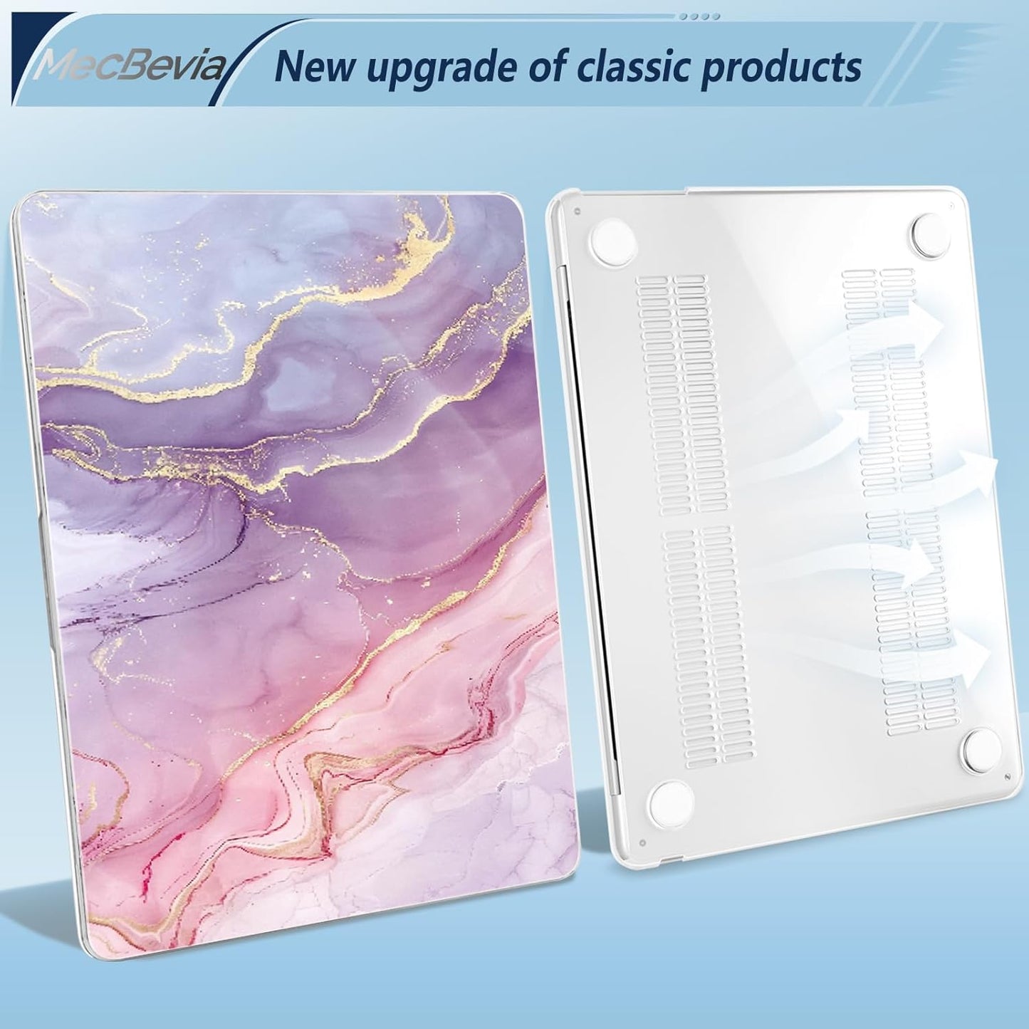 Compatible with MacBook Air 15 inch Case, M4 A3241/M3 A3114/M2 A2941 (Released 2025 to 2023), Hard Shell, Keyboard Cover, Screen Protector, Webcam Cover & Type-C Adapter, Pink Marble