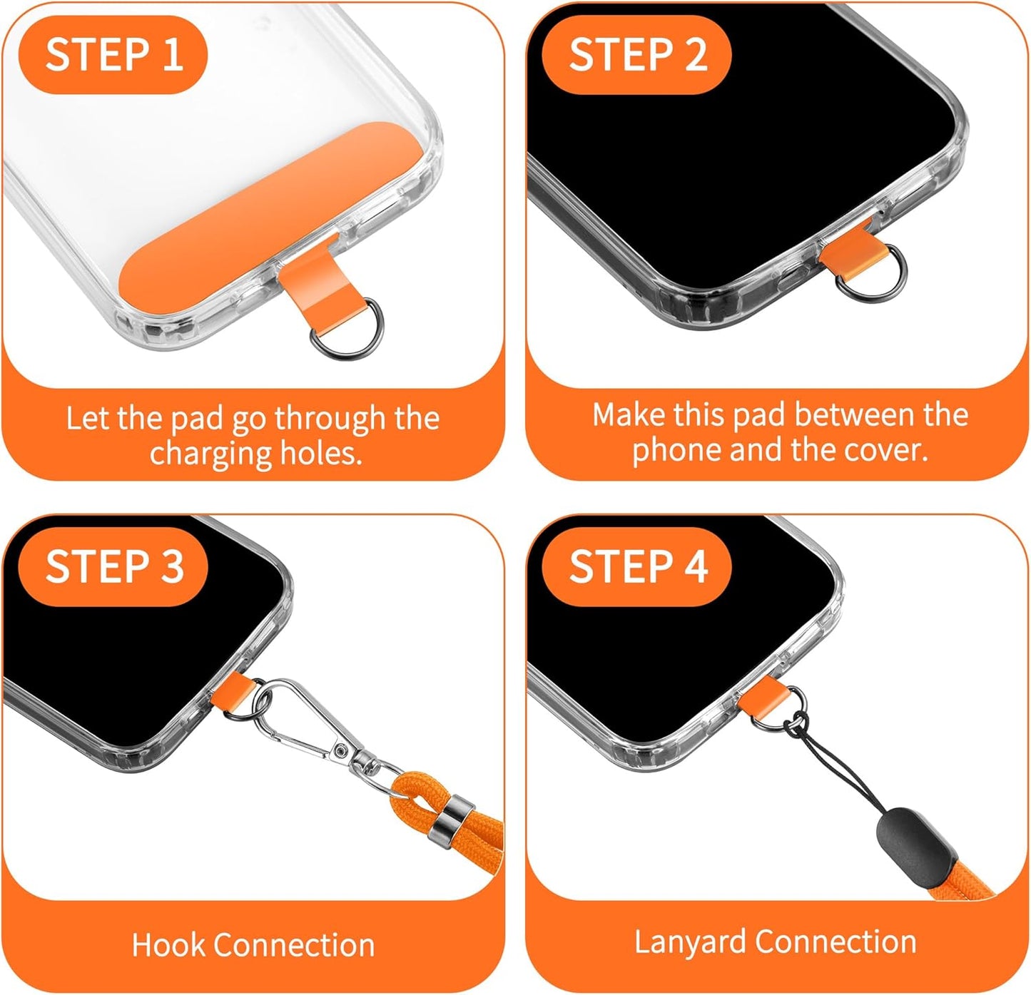CACOE Cell Phone Lanyard Universal Crossbody Multifuctional Lanyard Compatible with Most Smartphones (Orange, 30"（Neck Strap×1）+8""（Wrist Strap×1）)"
