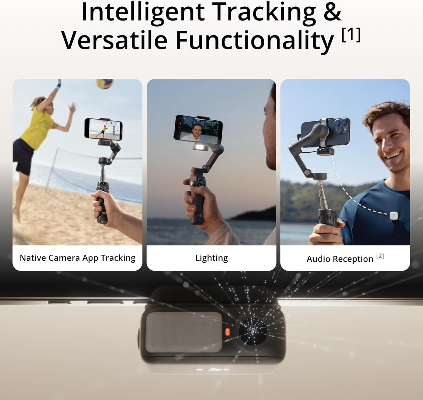 DJI Osmo Mobile 7P Gimbal Stabilizer for iPhone, Android, Native Tracking, Lighting, 3-Axis Phone Gimbal, Quick Launch, One-Tap Edit, Built-in Extension Rod & Tripod, 10hrs Use, Phone Charging