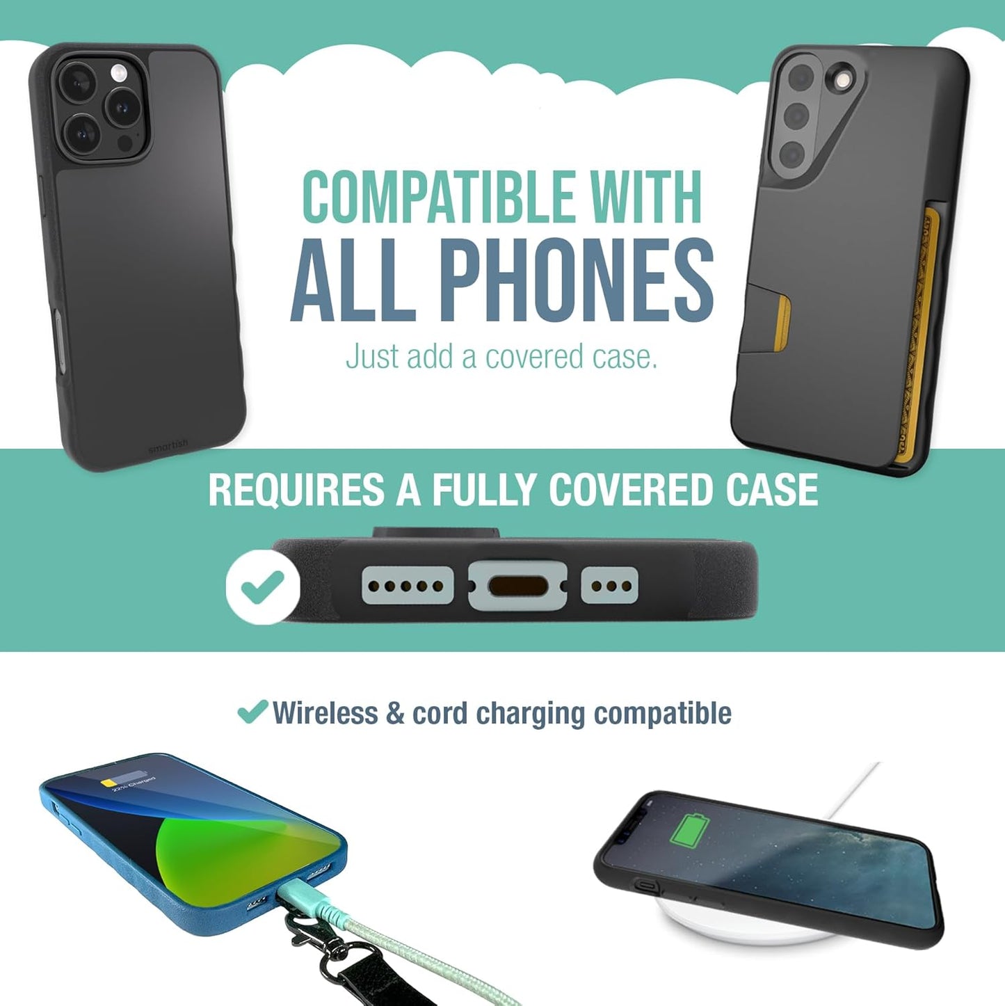 Smartish Phone Lanyard - Case Clinger - Universal iPhone Holder w/Detachable Crossbody Shoulder Neck Strap Compatible w/All Phone Cases - Gold Snake Chain