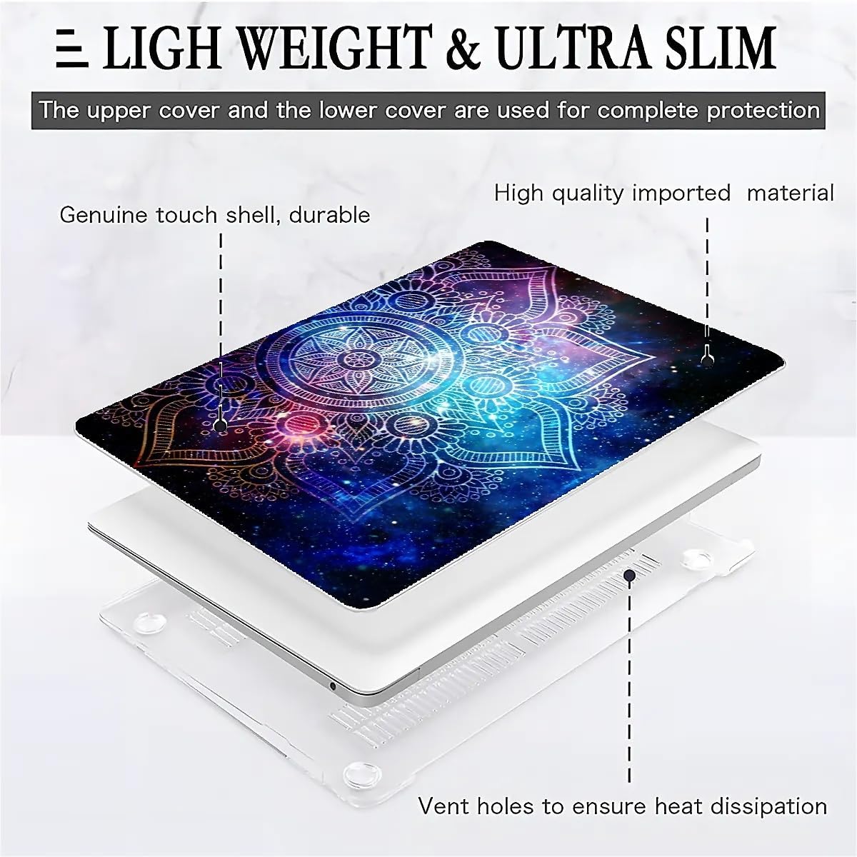 Compatible with MacBook Air 13.3 13.6 Inch Case 2022 2021 2020 2019 Plastic Hard Shell Case Cover,13.6 Air (A2681) M2 2022, Galaxy