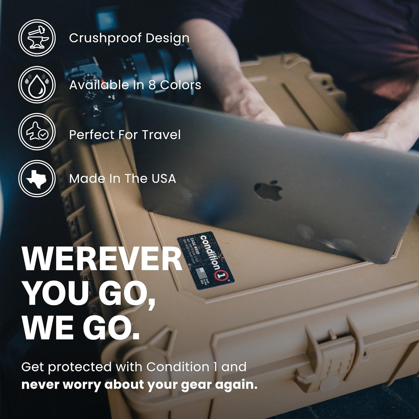 Condition 1 25" Large Waterproof Hard Case Model 839 with Foam, Portable Protective Storage Box for Travel, Hunting, Military, Tactical, Made in USA, 24.50"x 19.46"x8.41" Gun Metal Gray