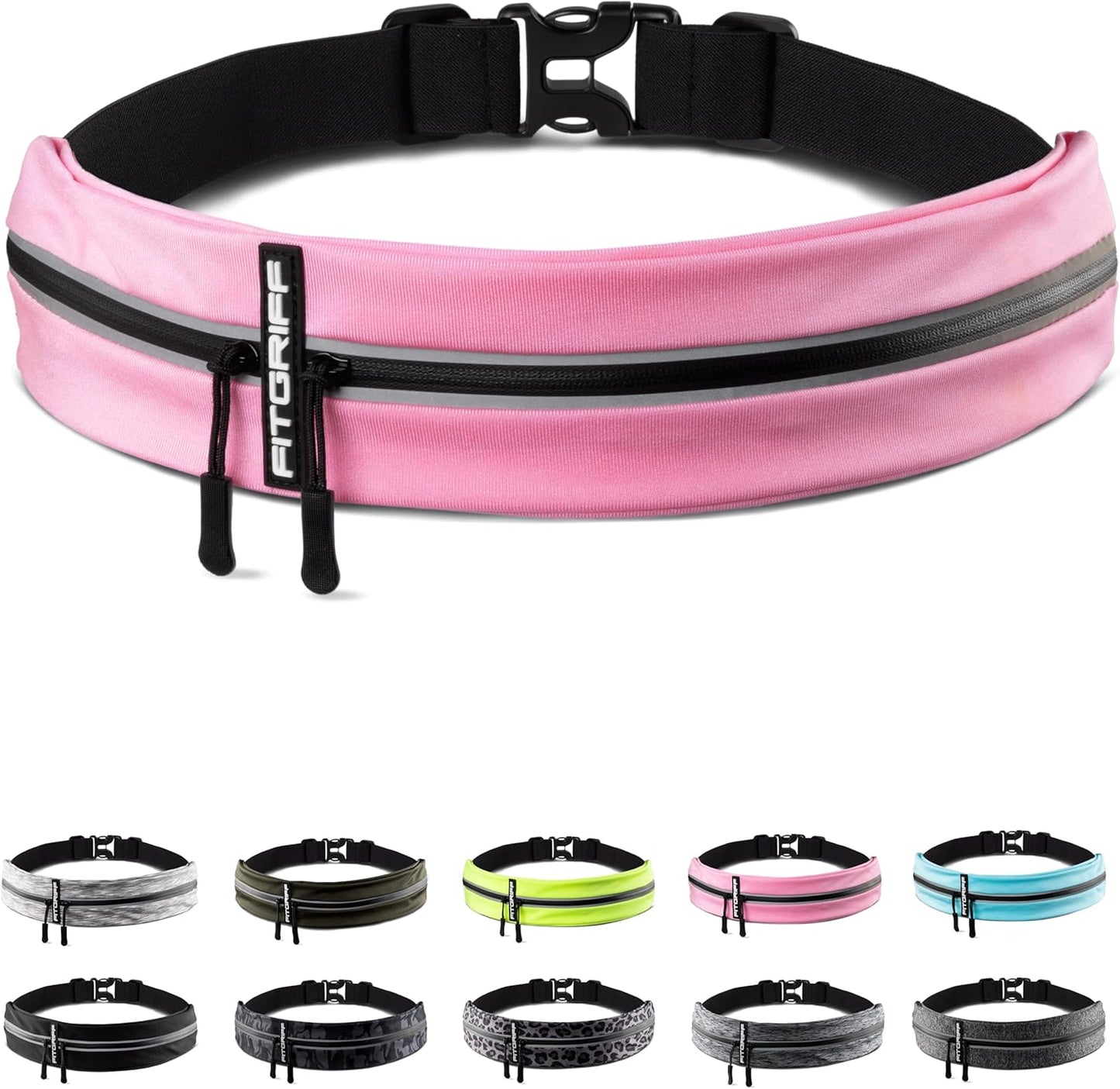 Fitgriff® Running Belt for Men & Women - Secure Jogging Pouch for Phone, Keys & Essentials - For All Cell Phones