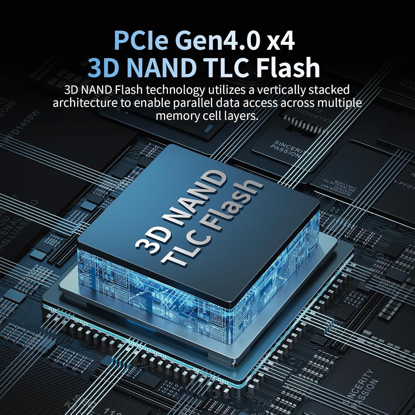 1aTB SSD NVMe M.2 2280 PCIe Gen4 x4 Internal Solid State Drive - Up to 7400MB/s, 1TB SSD PS5 Dynamic SLC Cache, PS5 Compatible for Gaming PC Laptop(EN870)