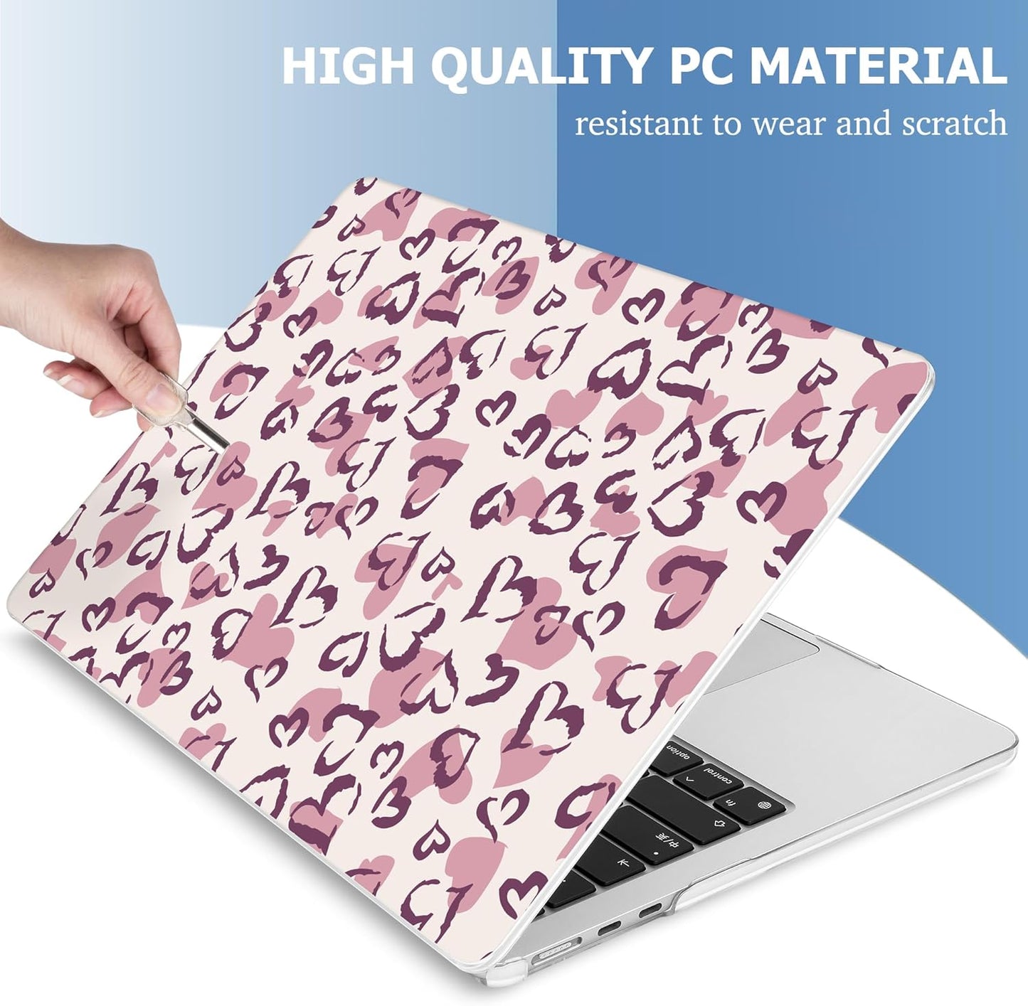 Mektron for 2025 MacBook Air 15 inch M4 Case A3241/ 2024 M3 A3114/ 2023 A2941 M2 Hard Printed Case with 15.3 Liquid Retina Display Touch ID, Plastic Hard Cover & Keyboard Skin- Heart Art