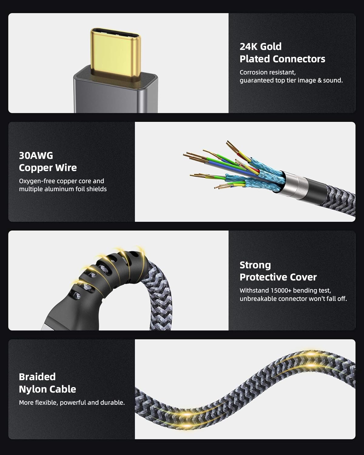 Maxonar [1Ft] Thunderbolt 4 Cable, Short Thunderbolt Cable 40Gbps with 240W Charging and 8K/5K@60Hz Compatible with Thunderbolt 4/3, USB4, and USB C