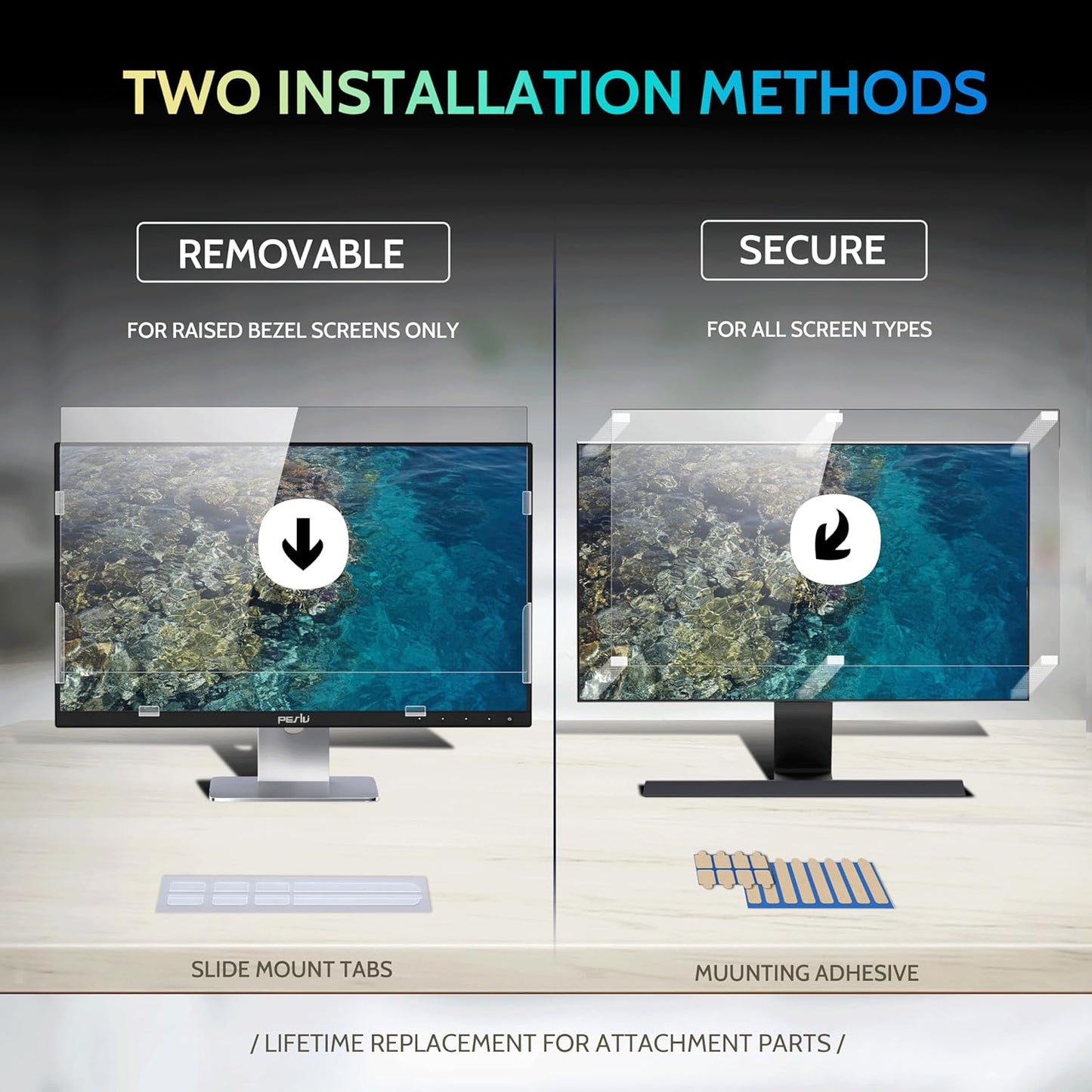 [2-Pack] 22 Inch Privacy Screen for Computer Monitor 16:10 Aspect Ratio, Eye Protection Anti Blue Light Glare Shield, 22inch Removable Black Blackout Anti Spy Desktop Security Private Filter
