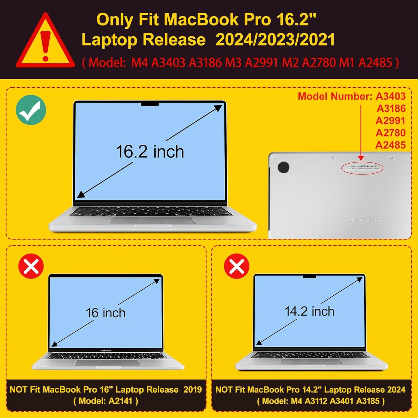 Mektron Customizable Name Case for MacBook Pro 16" M4 A3403 A3186 M3 A2991 M2 A2780 M1 A2485 (2021/2023/2024) Pro/Max with Touch ID, Hard Shell Plastic Laptop Cover