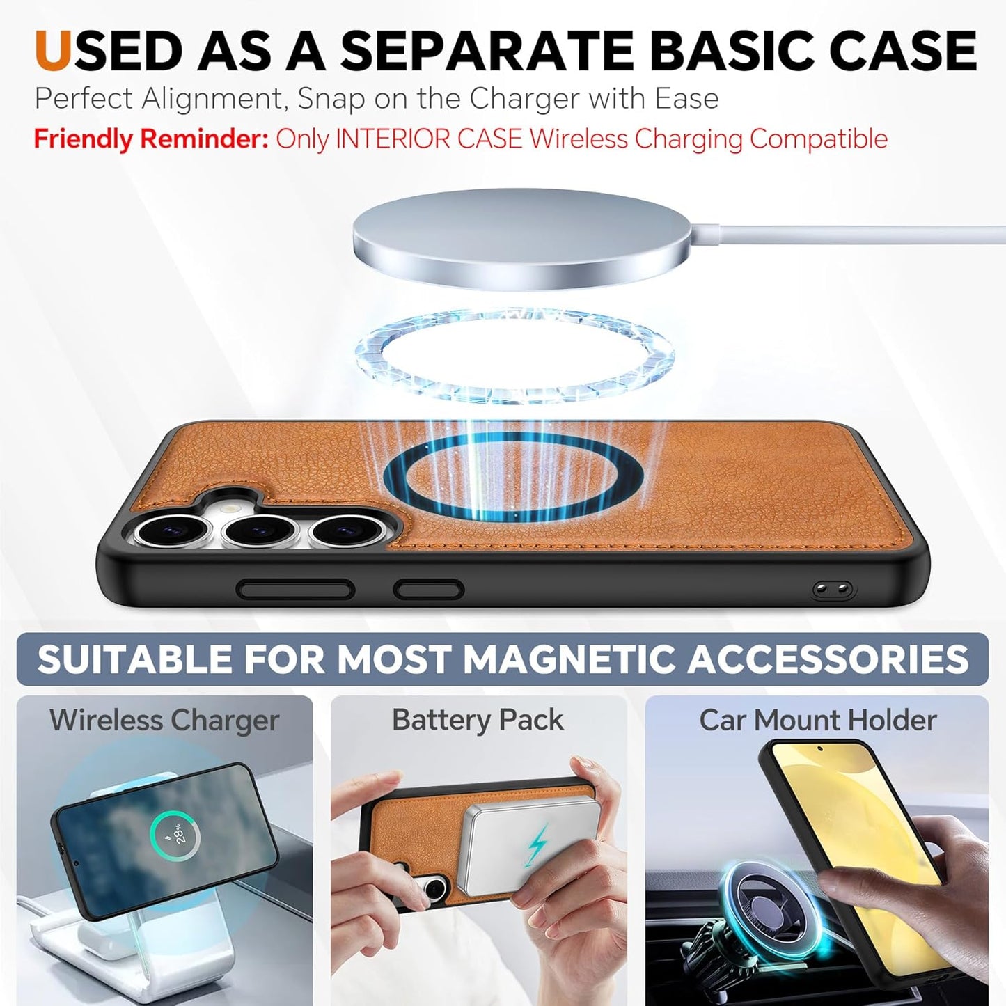 TUCCH Wallet Case for Galaxy S25, Removable 2 in 1 RFID Blocking [4 Card Slots] Wrist Strap [Wireless Charging] Kickstand PU Leather Magnetic Detachable Protective Folio Cover for Galaxy S25, Brown