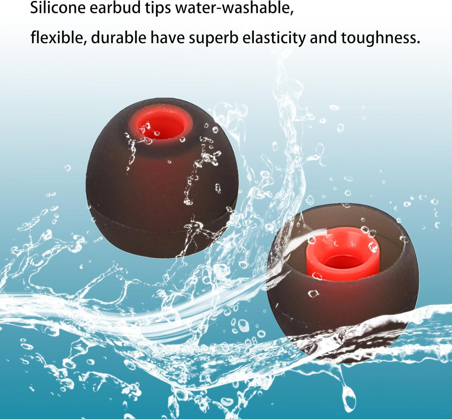 Silicone Replacement Earbud Tips Ear Tips Fit Most in-Ear Earbuds(Inner Hole 3.8mm -5.1mm) Headphone Rubber Tips Earbud Covers 9 Pairs S M L